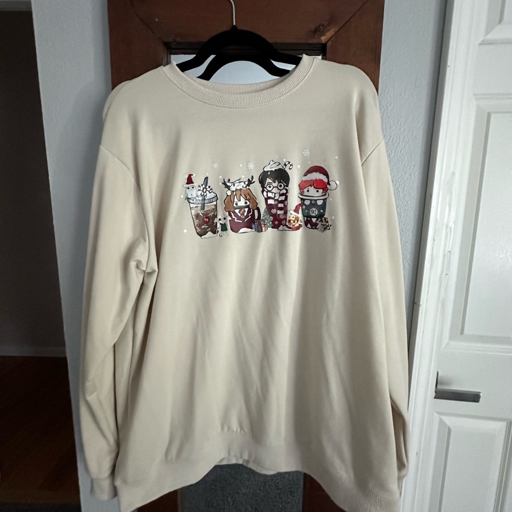 Harry Potter Winter Christmas Sweatshirt - Oatmeal Cream Color - 2XL